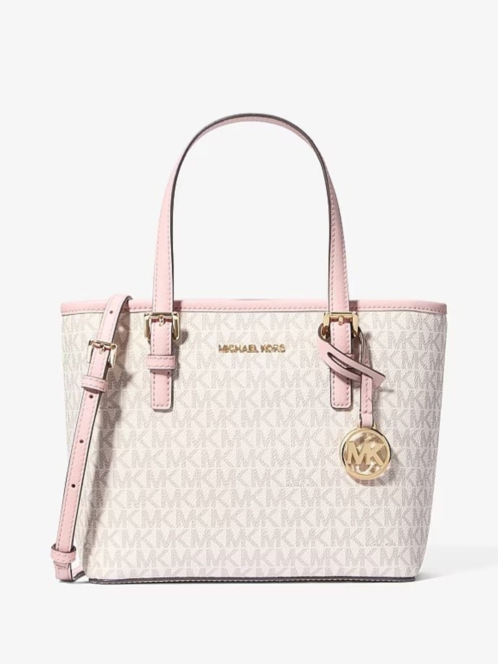 Jet Set Travel Small Logo Top-Zip Tote Bag, Powder Blush